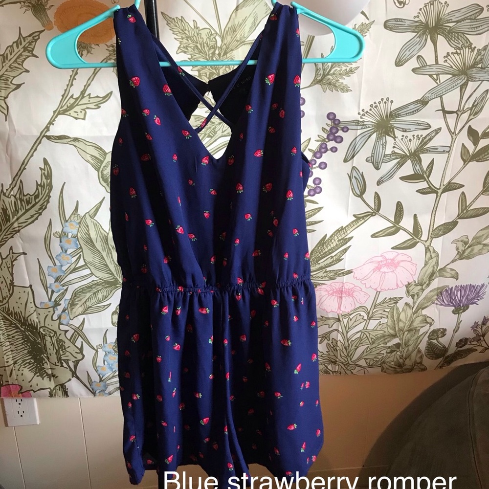 Blue strawberry romper